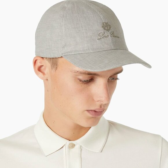 Loro Piana Hat Mens Small Linen Baseball Cap Airy Wind Gray...